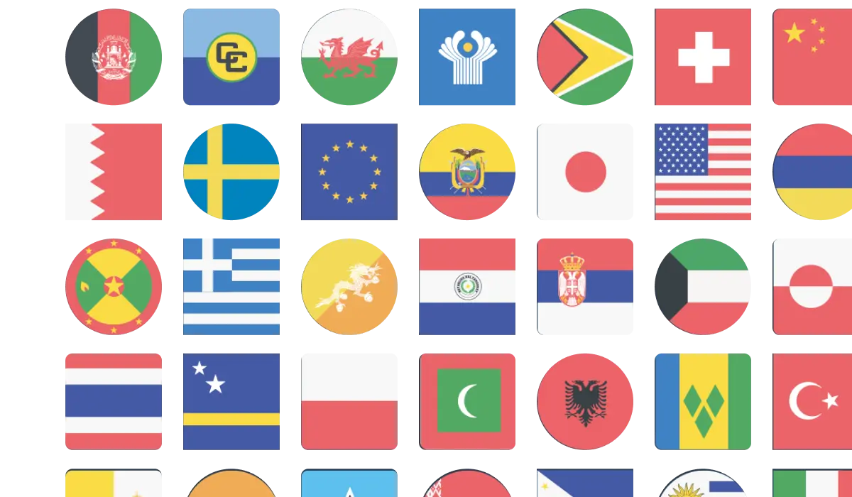Grid of world flag icons